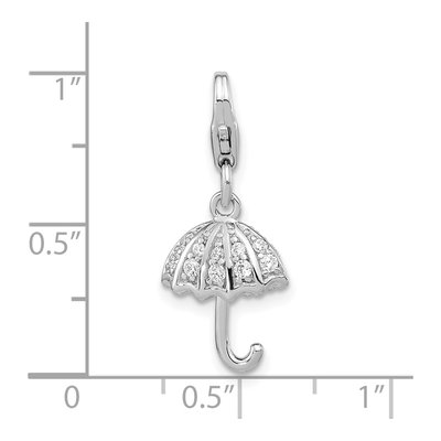Sterling Silver Crystal 3-D From Umbrella Charm – view 4