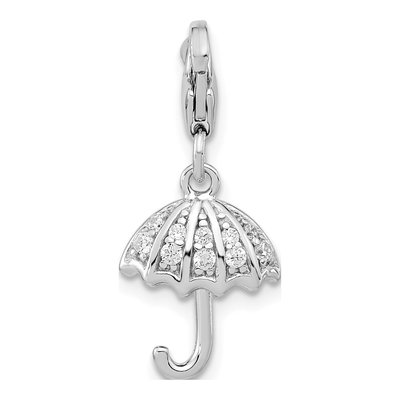 Sterling Silver Crystal 3-D From Umbrella Charm – view 5