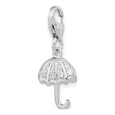 Sterling Silver Crystal 3-D From Umbrella Charm – view 6