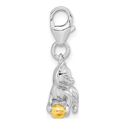 Gold-Plated Sterling Silver 3D Cat Charm – view 3