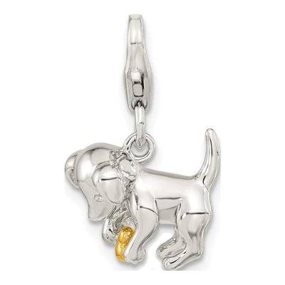 Gold-Plated Sterling Silver Puppy Bone Charm
