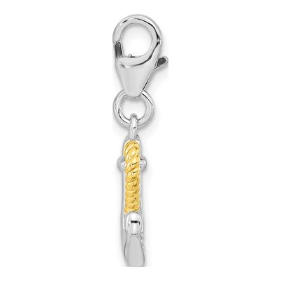 Gold-Plated Sterling Silver CZ Heart Anchor Charm – view 3