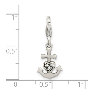 Sterling Silver CZ Anchor Heart Charm – view 4