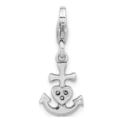 Sterling Silver CZ Anchor Heart Charm – view 5