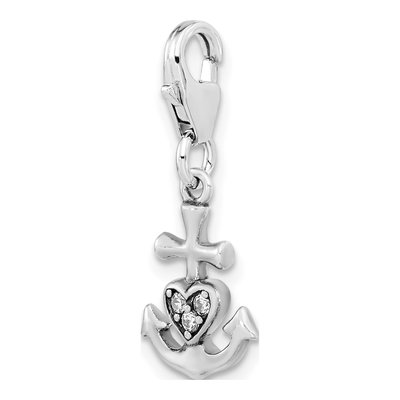 Sterling Silver CZ Anchor Heart Charm – view 6