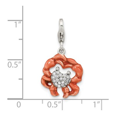 Sterling Silver Crystal Crab Charm – view 4