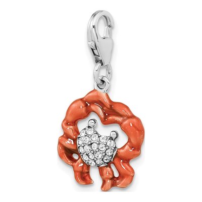 Sterling Silver Crystal Crab Charm – view 6