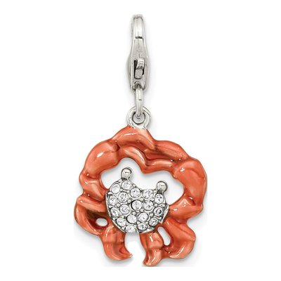 Sterling Silver Crystal Crab Charm