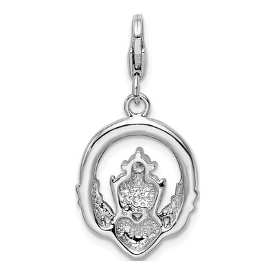 Sterling Silver CZ Claddagh Charm – view 4