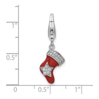 Sterling Silver CZ Christmas Stocking Charm – view 4