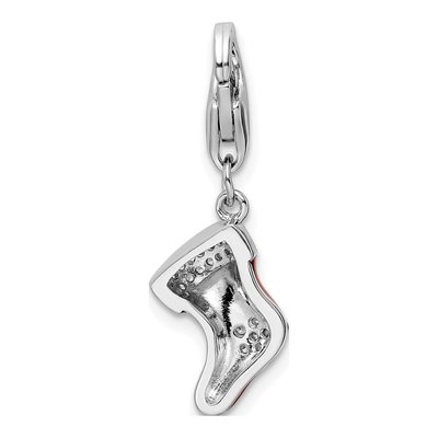 Sterling Silver CZ Christmas Stocking Charm – view 5