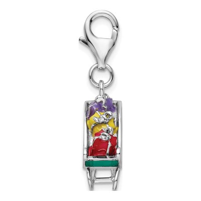 Sterling Silver Enameled Sled Charm – view 3