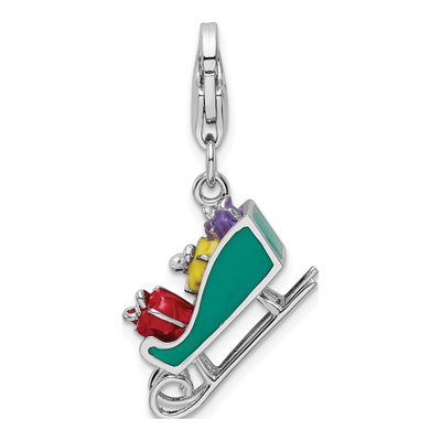 Sterling Silver Enameled Sled Charm – view 5