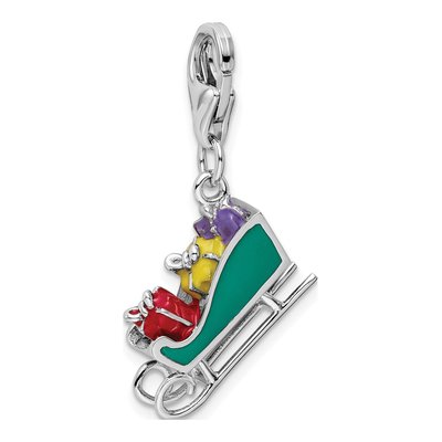 Sterling Silver Enameled Sled Charm – view 6