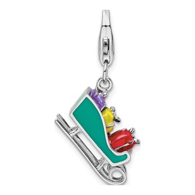 Sterling Silver Enameled Sled Charm
