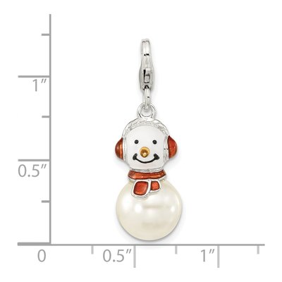 Sterling Silver Lab-Created Mother of Pearl Snowman Charm – view 4