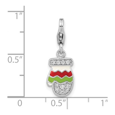 Sterling Silver CZ Mitten Charm – view 4