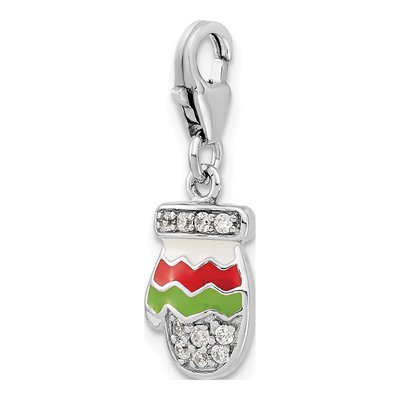 Sterling Silver CZ Mitten Charm – view 6