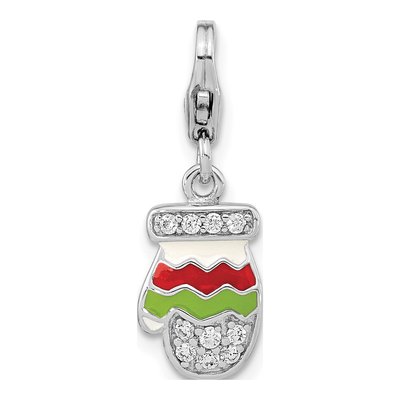 Sterling Silver CZ Mitten Charm