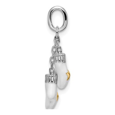 Sterling Silver Enameled Mitten Charm – view 3
