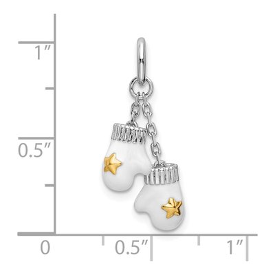 Sterling Silver Enameled Mitten Charm – view 4