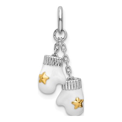 Sterling Silver Enameled Mitten Charm