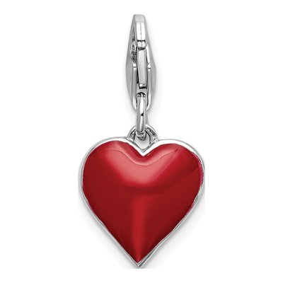 Sterling Silver CZ Reversible Heart Charm – view 4