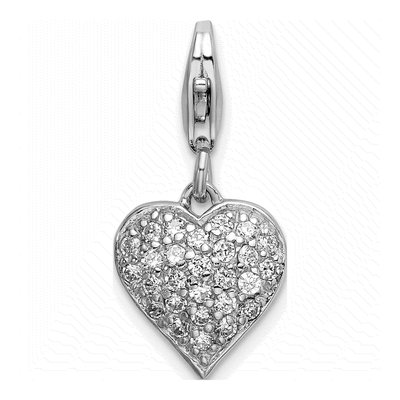 Sterling Silver CZ Reversible Heart Charm