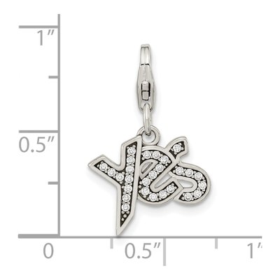 Sterling Silver CZ 'yes' Charm – view 4