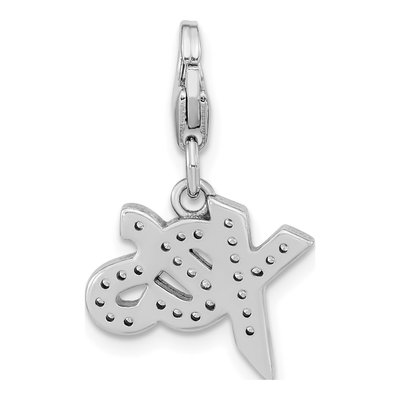 Sterling Silver CZ 'yes' Charm – view 5