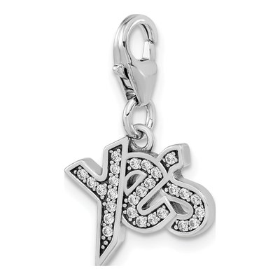 Sterling Silver CZ 'yes' Charm – view 6