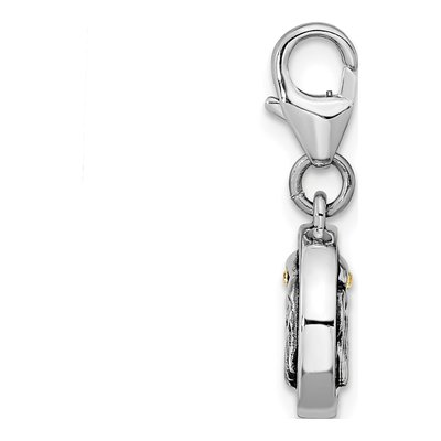 Sterling Silver Crystal Reversible Flag Eagle Charm – view 3