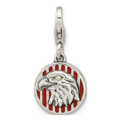 Sterling Silver Crystal Reversible Flag Eagle Charm – view 4