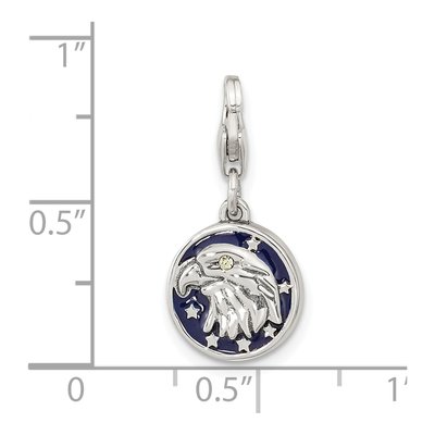Sterling Silver Crystal Reversible Flag Eagle Charm – view 5