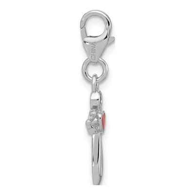 Sterling Silver Angel Red Heart Charm – view 3