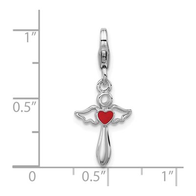 Sterling Silver Angel Red Heart Charm – view 5