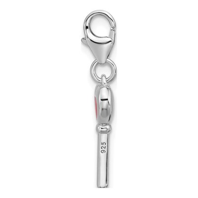 Sterling Silver CZ Heart Key Charm – view 3