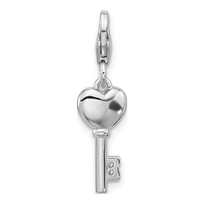 Sterling Silver CZ Heart Key Charm – view 4