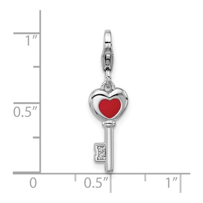 Sterling Silver CZ Heart Key Charm – view 5