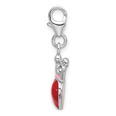 Sterling Silver Crystal Heart Crown Charm – view 3