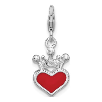 Sterling Silver Crystal Heart Crown Charm – view 4