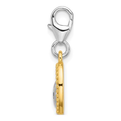 Sterling Silver CZ Heart Lock Charm – view 3