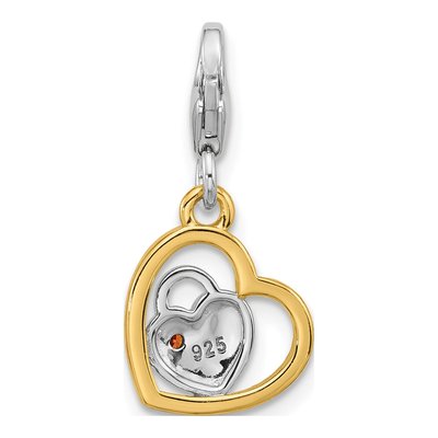 Sterling Silver CZ Heart Lock Charm – view 4