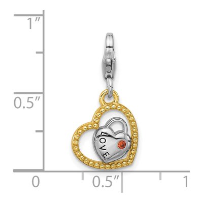 Sterling Silver CZ Heart Lock Charm – view 5