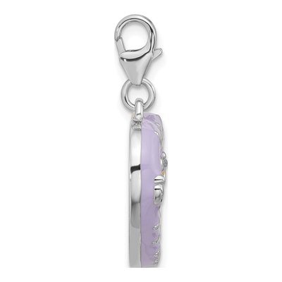 Sterling Silver Purple Heart Photo Frame Charm – view 3