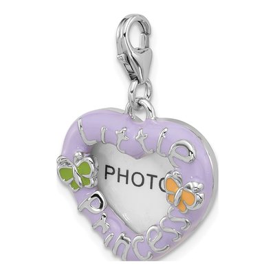 Sterling Silver Purple Heart Photo Frame Charm – view 5