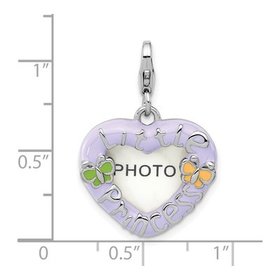 Sterling Silver Purple Heart Photo Frame Charm – view 6