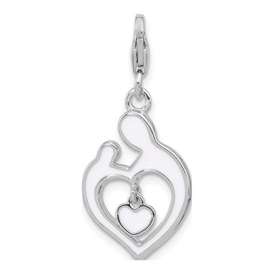 Sterling Silver Mother Baby Heart Charm – view 4