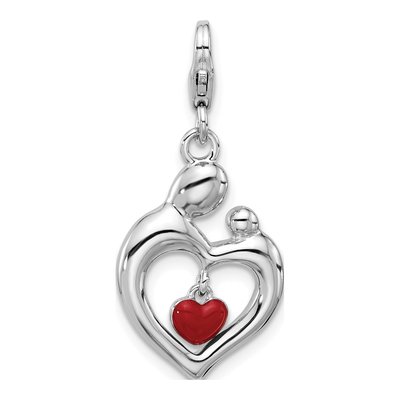 Sterling Silver Mother Baby Heart Charm