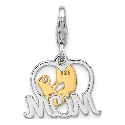 Sterling Silver CZ Mother's Love Mom Charm – view 4
